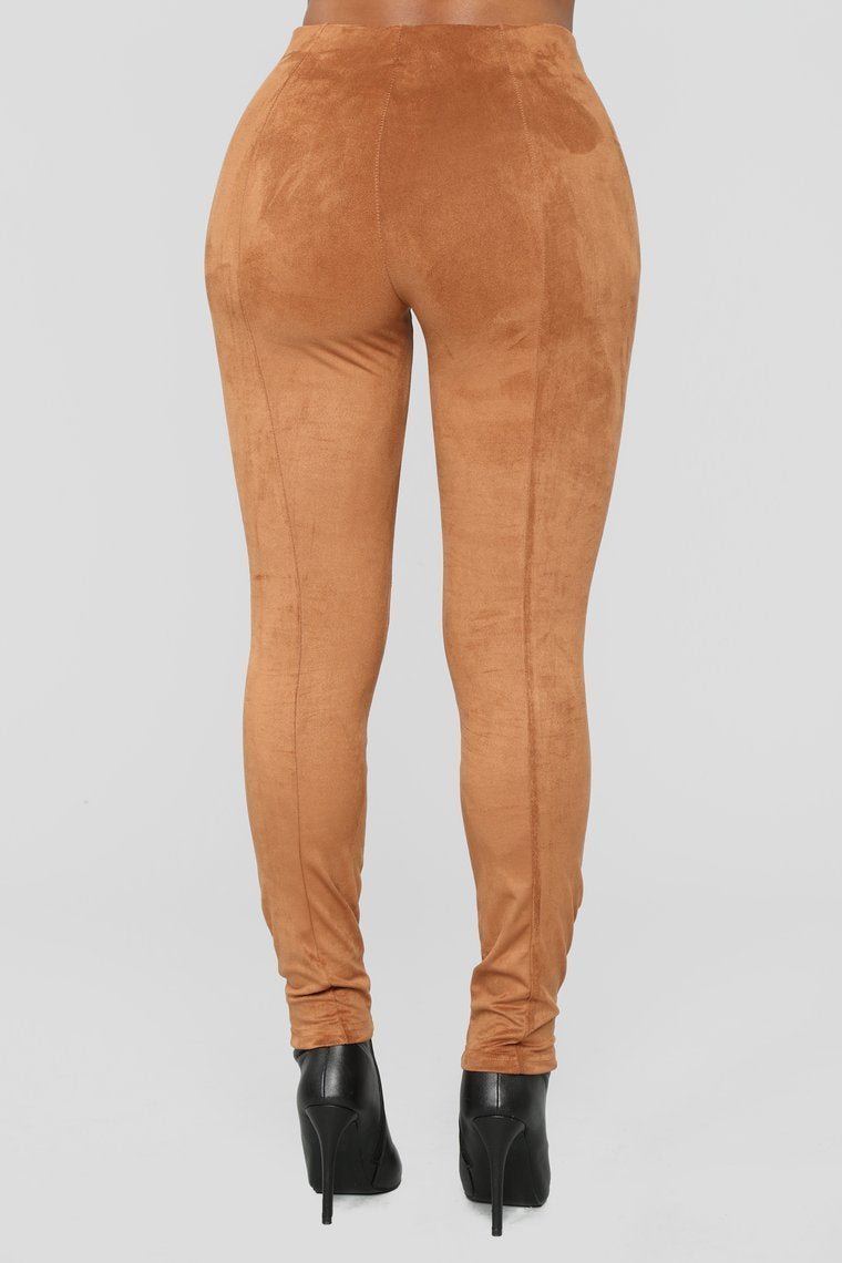 Adina Faux Suede Leggings - Cognac - jameswhite001