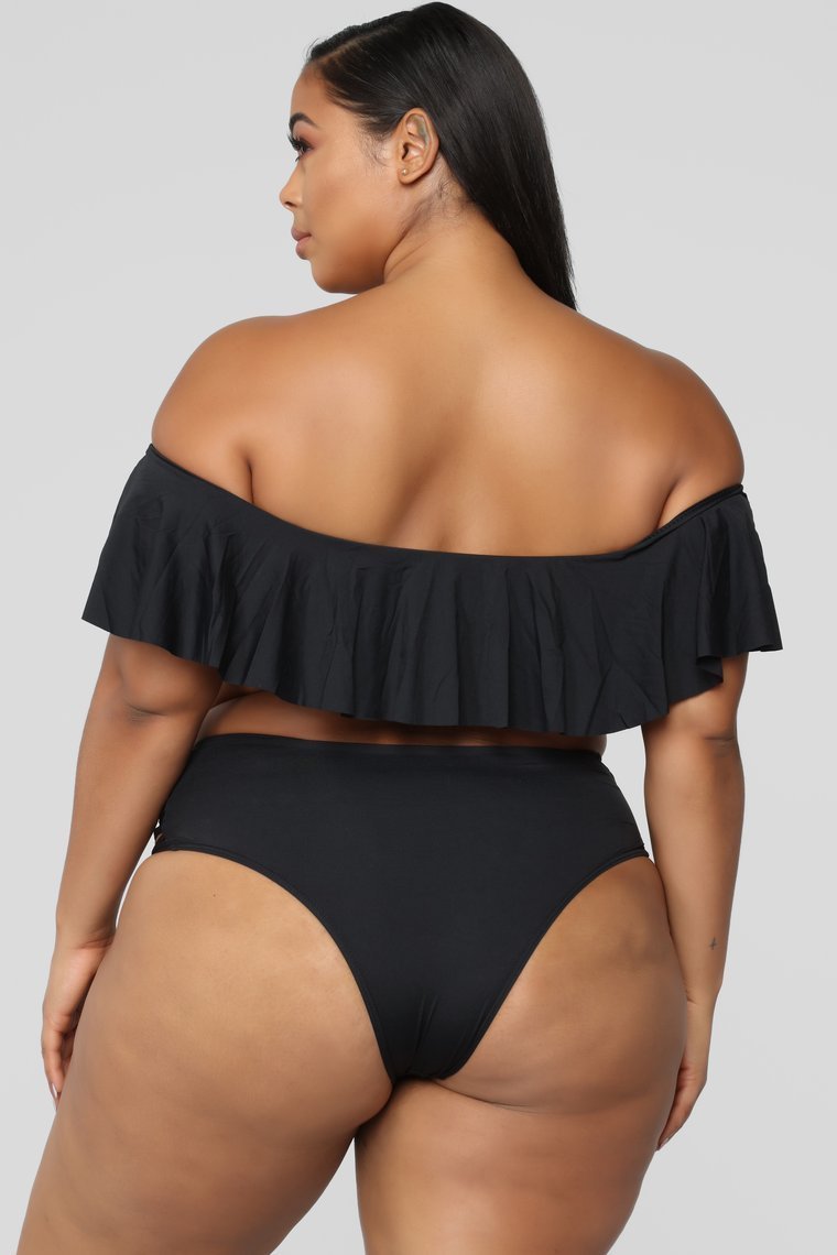 Alivia Ruffle Bikini Set - Black - jameswhite001