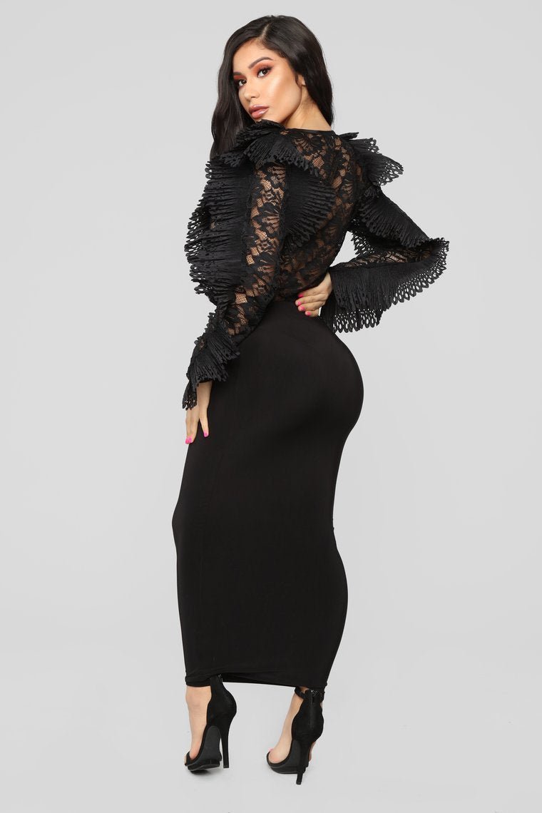All For You Lace Bodysuit - Black - jameswhite001