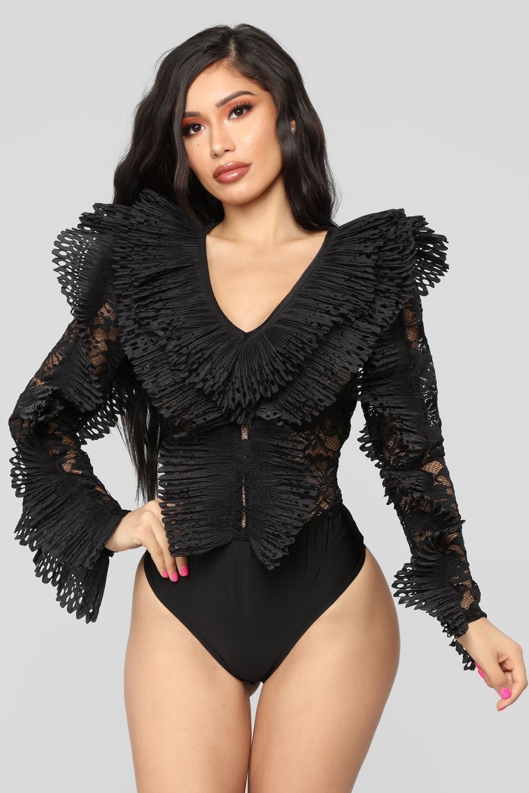 All For You Lace Bodysuit - Black - jameswhite001