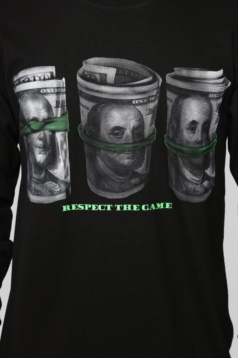All I See Is Dollar Signs Long Sleeve Tee - Black - jameswhite001