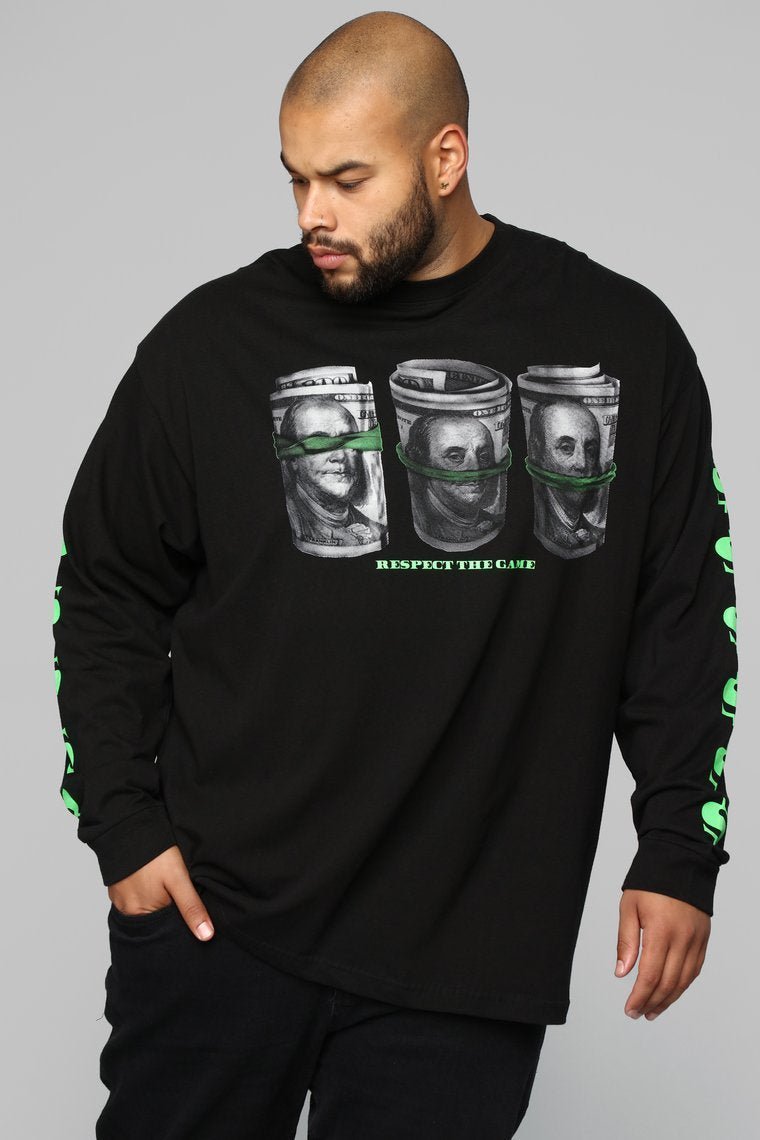 All I See Is Dollar Signs Long Sleeve Tee - Black - jameswhite001