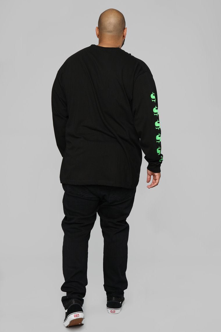 All I See Is Dollar Signs Long Sleeve Tee - Black - jameswhite001