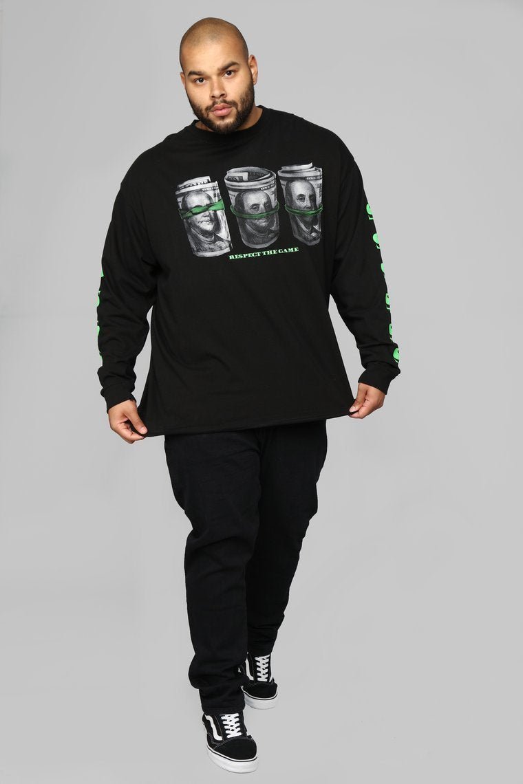 All I See Is Dollar Signs Long Sleeve Tee - Black - jameswhite001