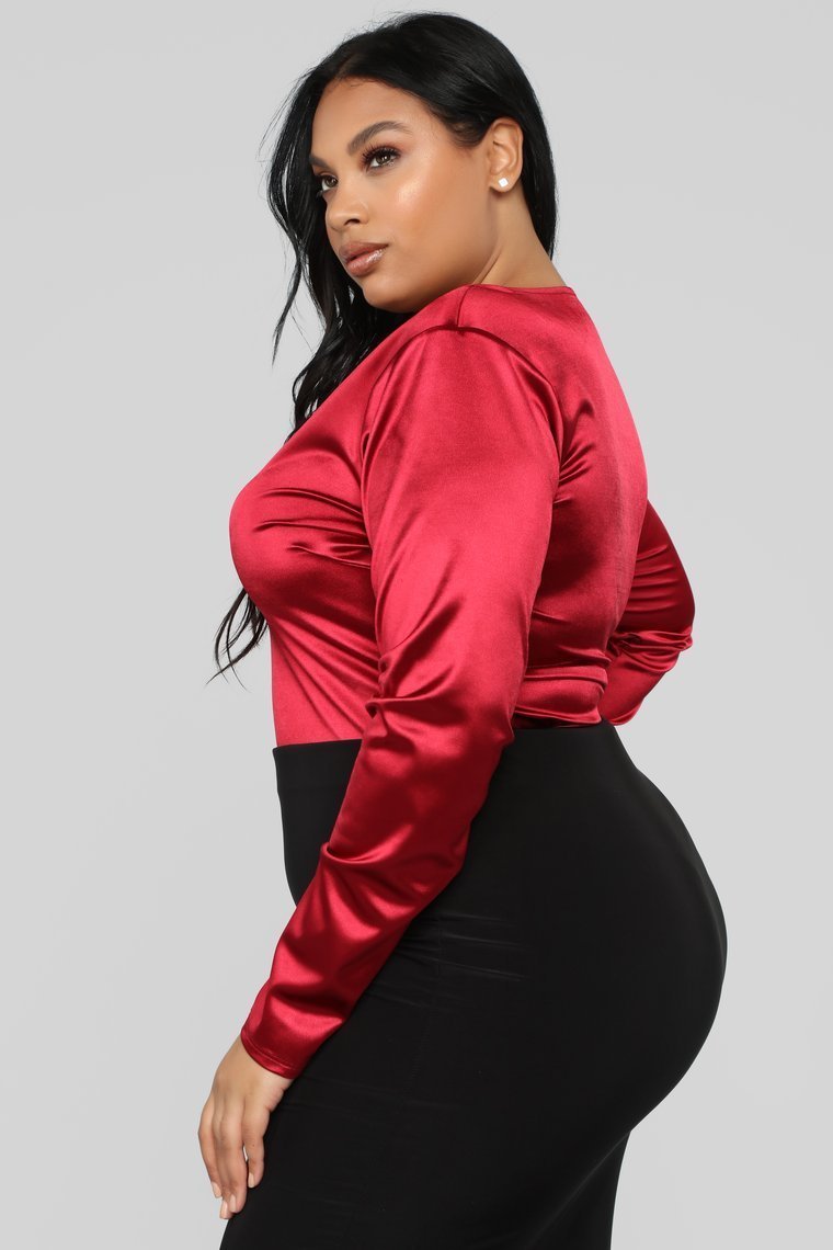 Always Sleek Bodysuit - Burgundy - jameswhite001