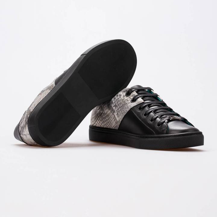 ANYA – LEATHER BLACK & SILVER SNAKE EMBOSSED - jameswhite001