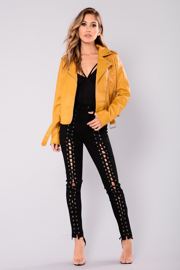 Araxie Vegan Leather Jacket - Mustard - jameswhite001