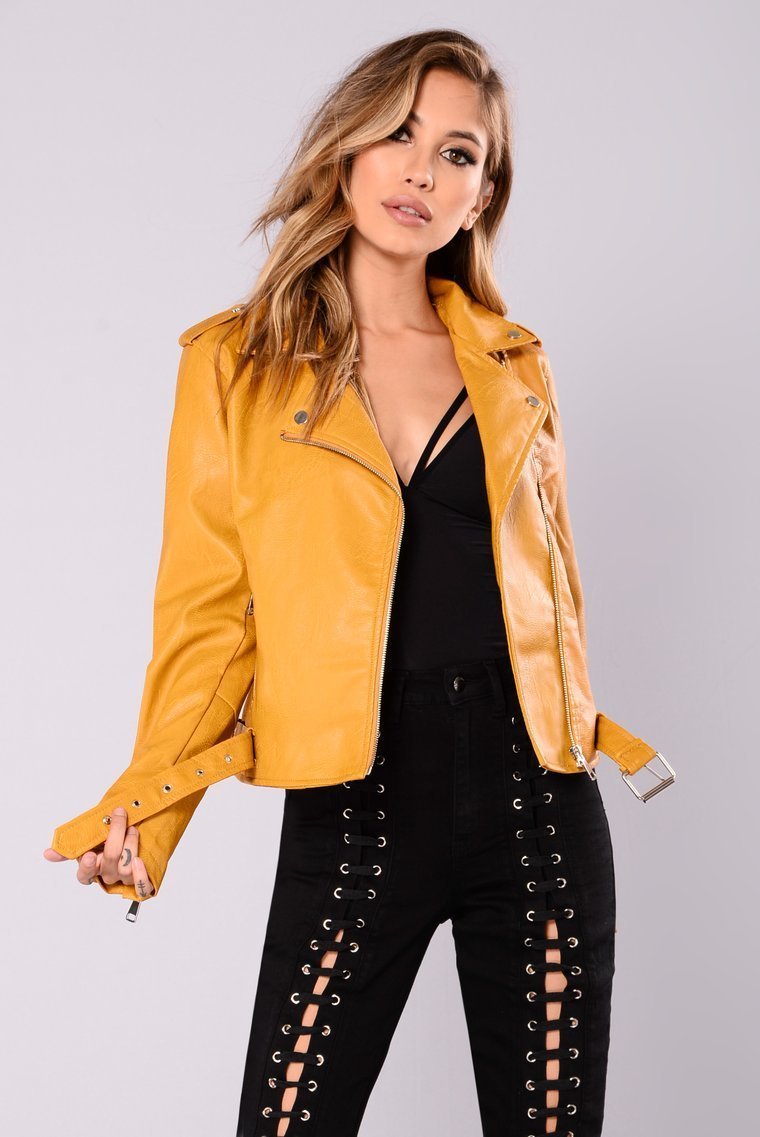 Araxie Vegan Leather Jacket - Mustard - jameswhite001