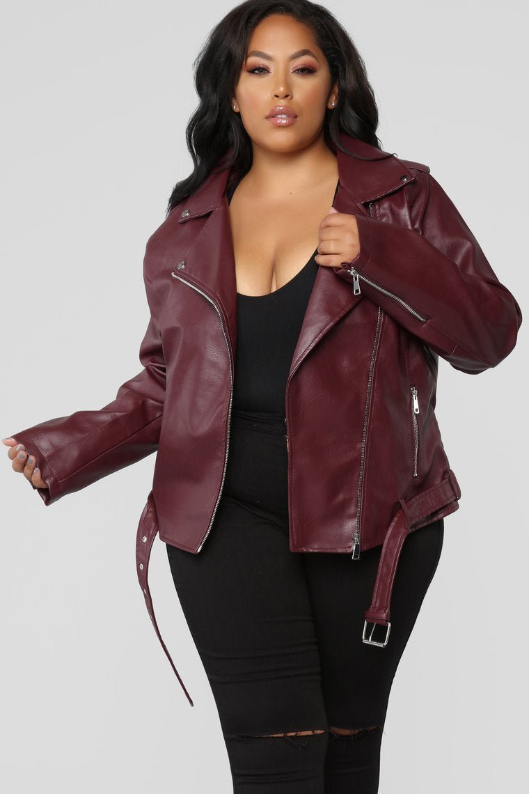 Araxie Vegan Leather Jacket - Wine - jameswhite001