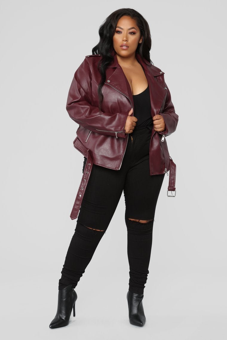 Araxie Vegan Leather Jacket - Wine - jameswhite001