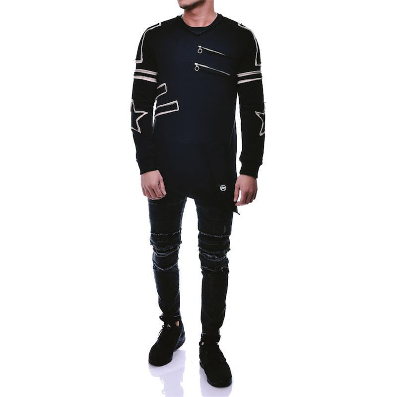 ASYMMETRIC CUT MENS SWEATER 3552 - jameswhite001