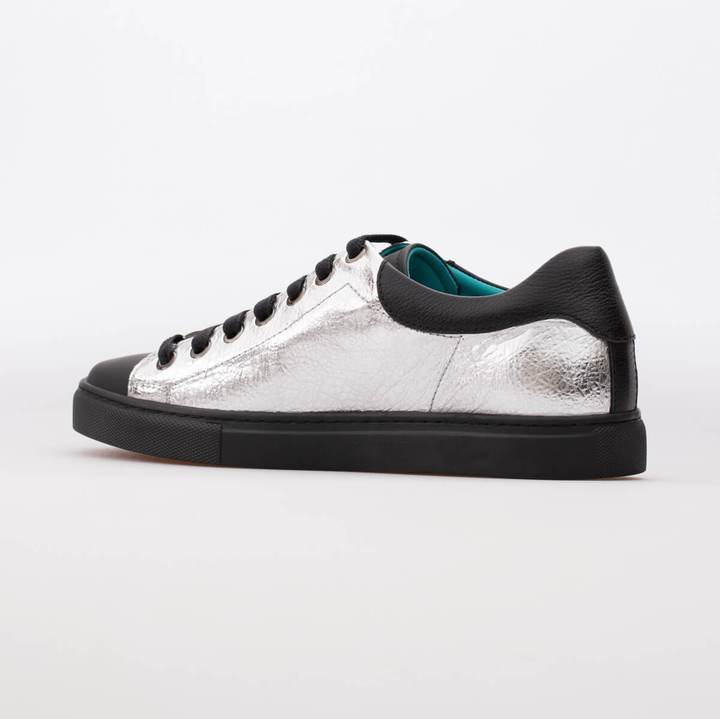 AVA – LEATHER SILVER & MAT BLACK - jameswhite001