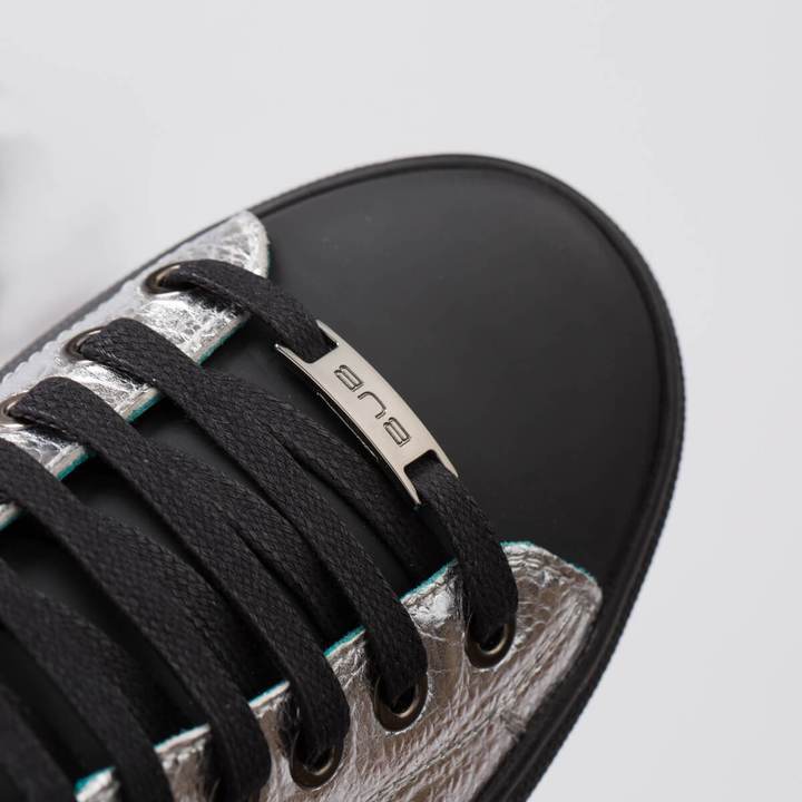 AVA – LEATHER SILVER & MAT BLACK - jameswhite001