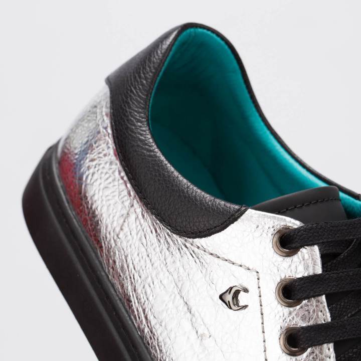 AVA – LEATHER SILVER & MAT BLACK - jameswhite001