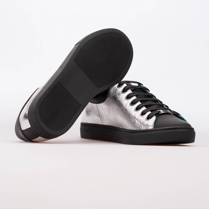 AVA – LEATHER SILVER & MAT BLACK - jameswhite001