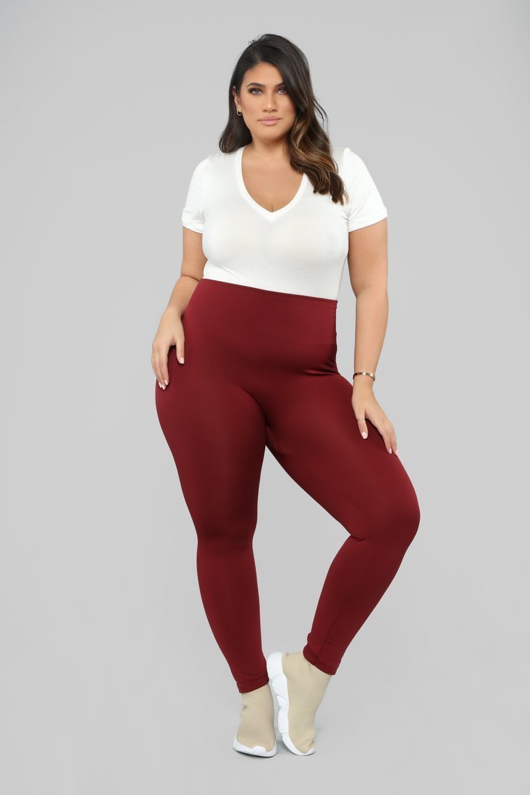 Basically It High Rise Leggings - Brick Red - jameswhite001