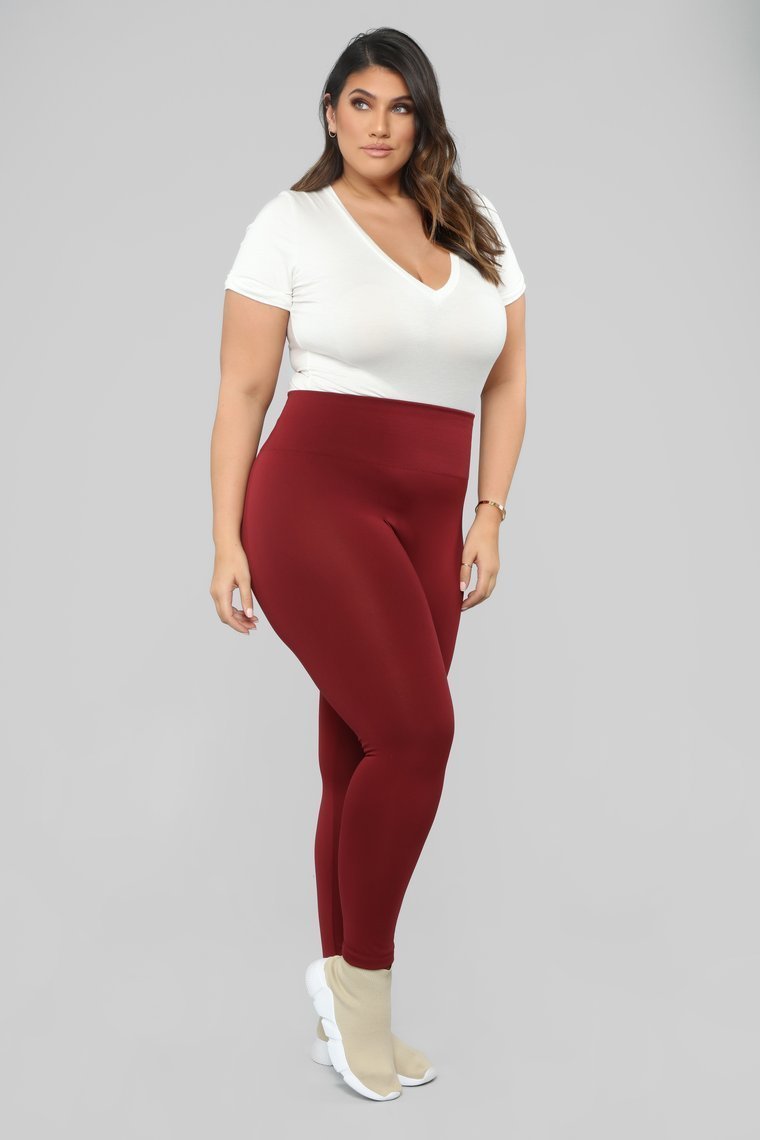 Basically It High Rise Leggings - Brick Red - jameswhite001