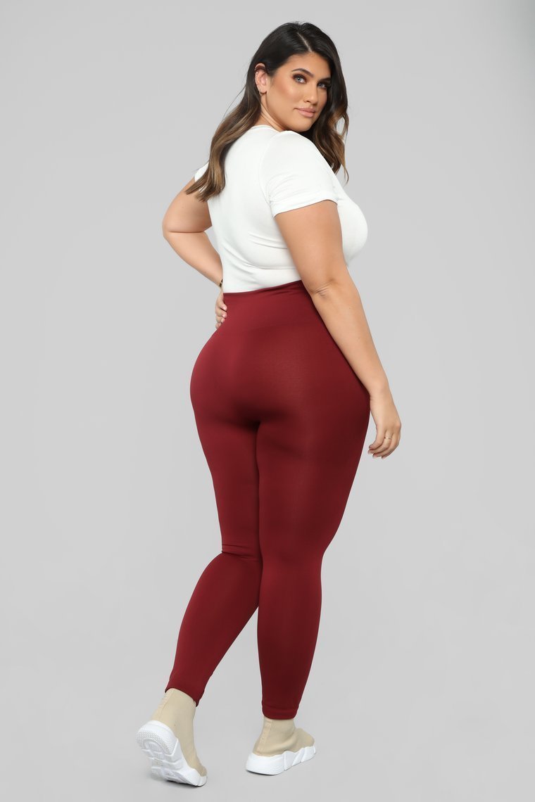Basically It High Rise Leggings - Brick Red - jameswhite001