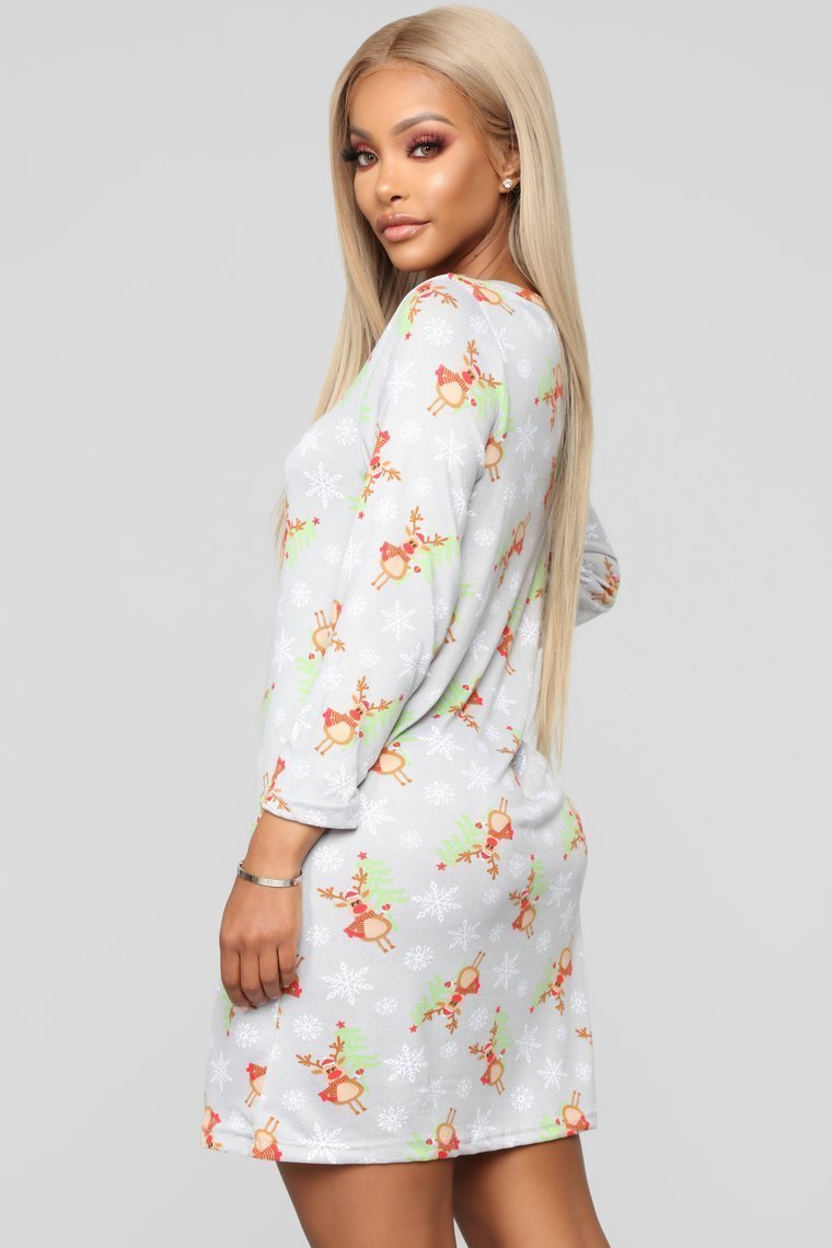 Be My Reindear Pj Dress - Grey - jameswhite001
