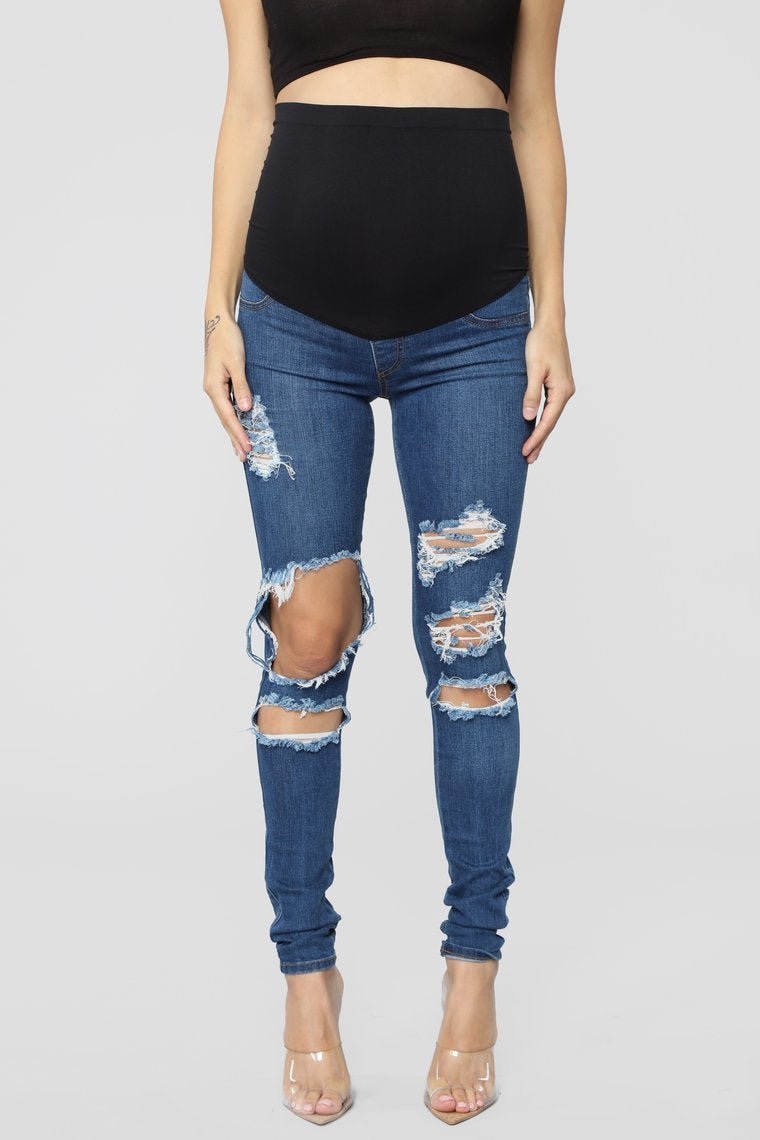 Beach Bum Maternity Jeans - Medium Blue - jameswhite001