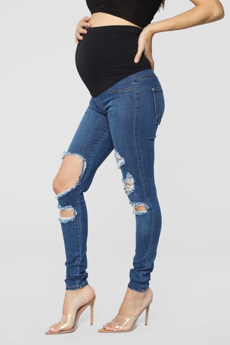 Beach Bum Maternity Jeans - Medium Blue - jameswhite001