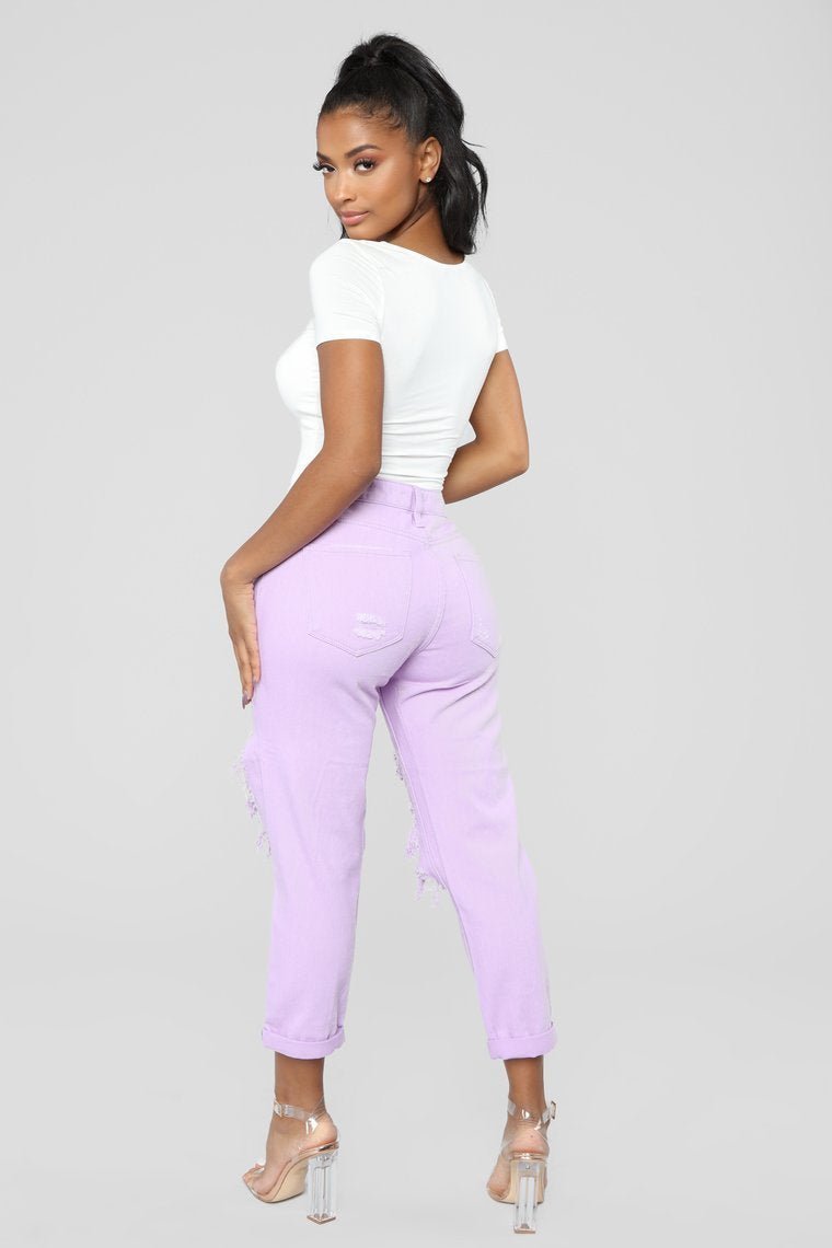 Big Expectations High Rise Boyfriend Jeans - Lilac - jameswhite001