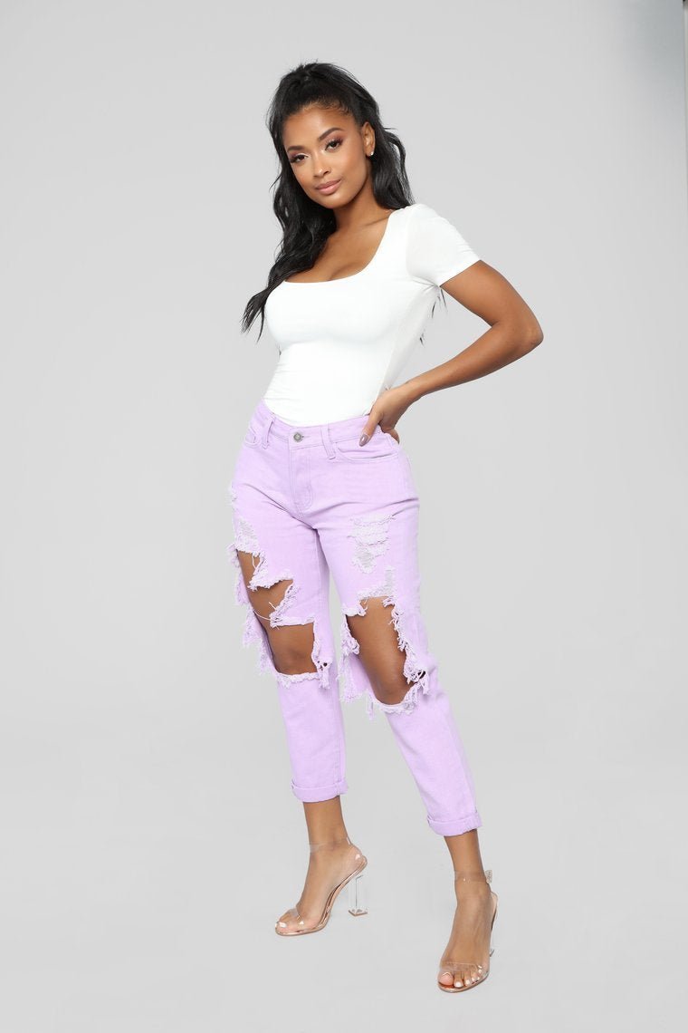 Big Expectations High Rise Boyfriend Jeans - Lilac - jameswhite001