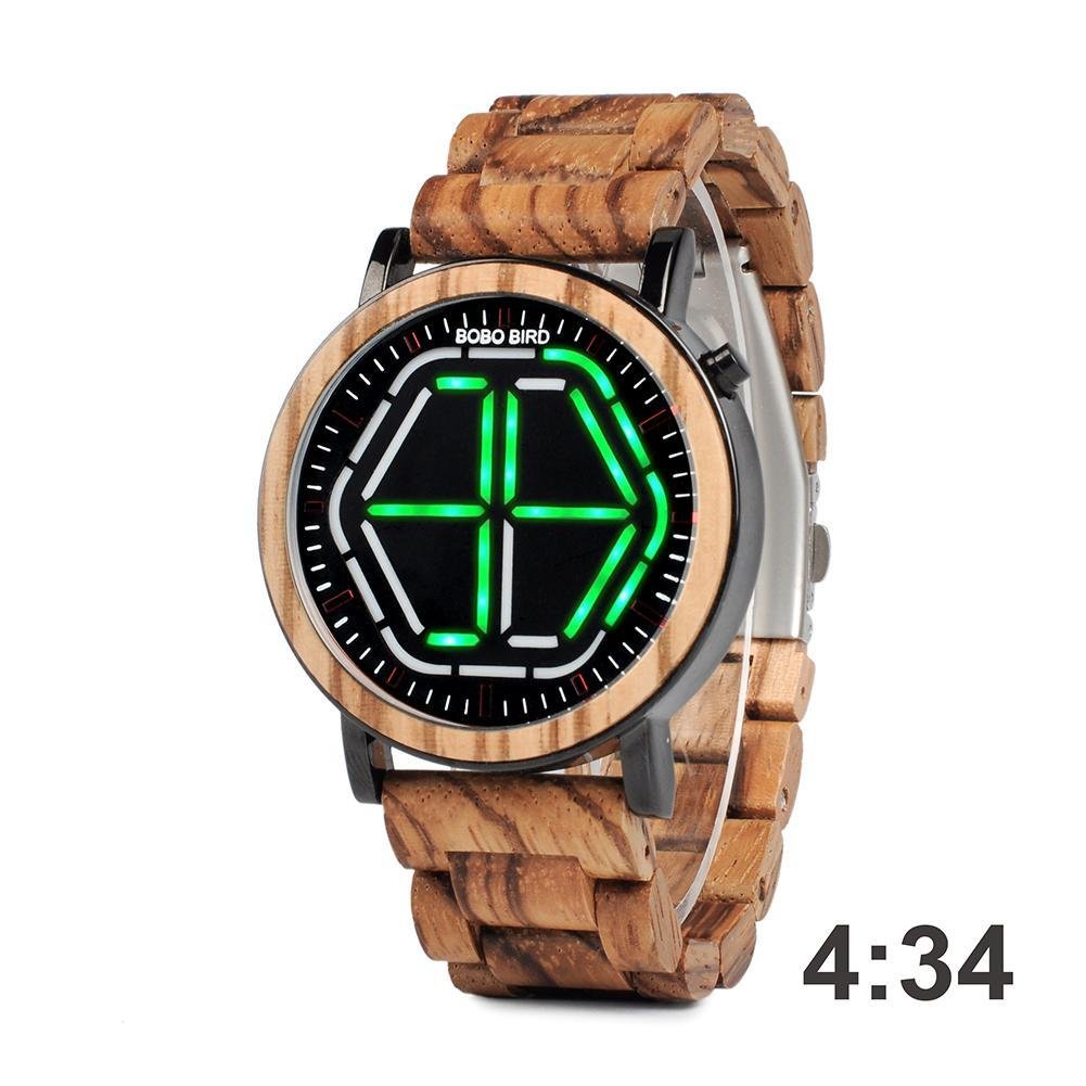 BOBO BIRD Zabra Wood Colorful LED Dial Wristwatch Deneme Uzun Satır Deneme Lorem Ipsım Ik Bık - jameswhite001