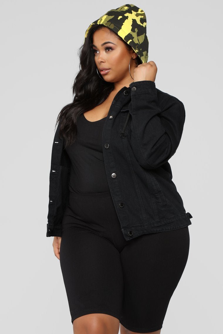 Camo Around Hooded Denim Jacket - Black/Yellow Camo - jameswhite001