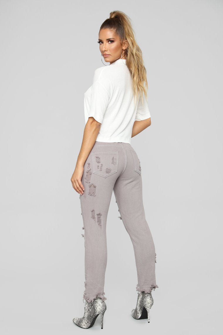 Can't Stop Me Now Distressed Boyfriend Jeans - Grey - jameswhite001