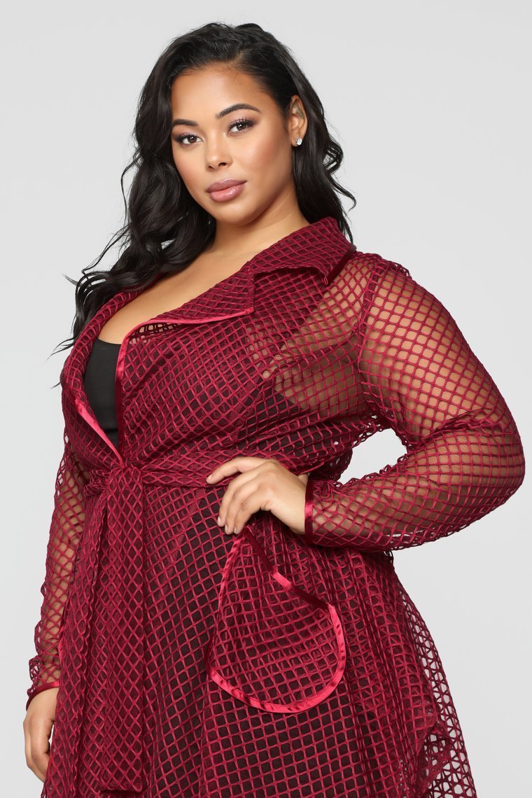 Caught His Eye Jacket - Burgundy - jameswhite001