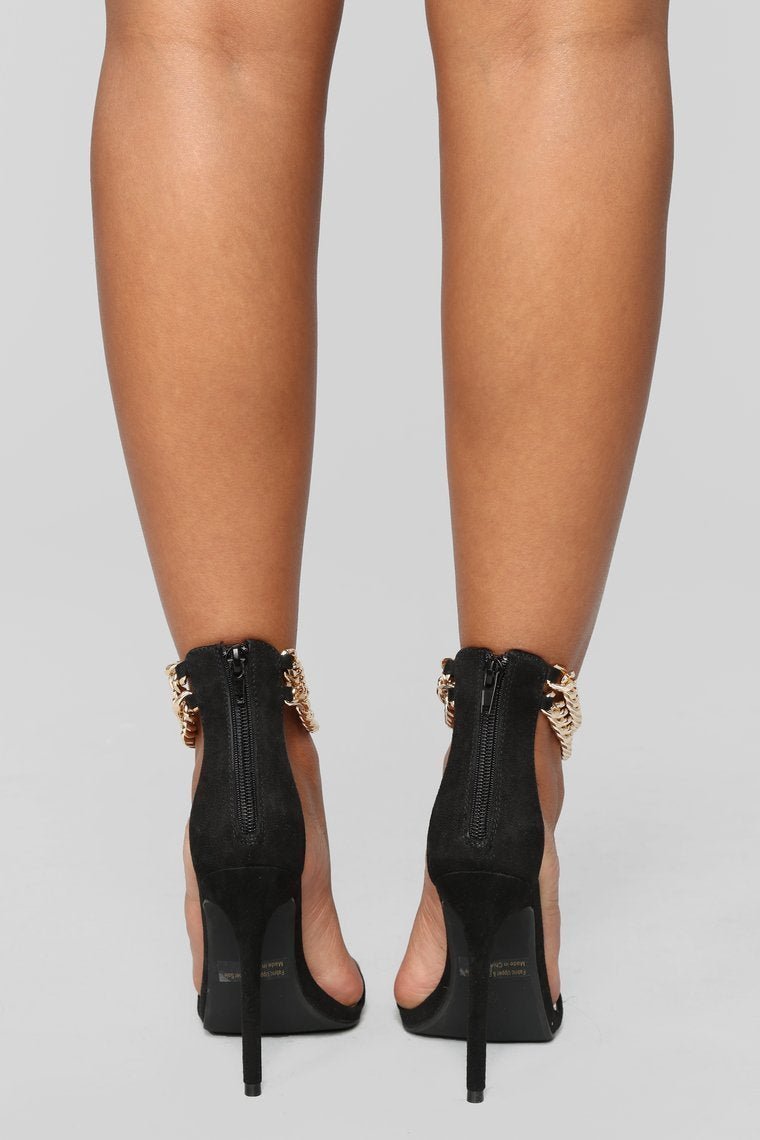 Chain Gang Heeled Sandal - Black - jameswhite001