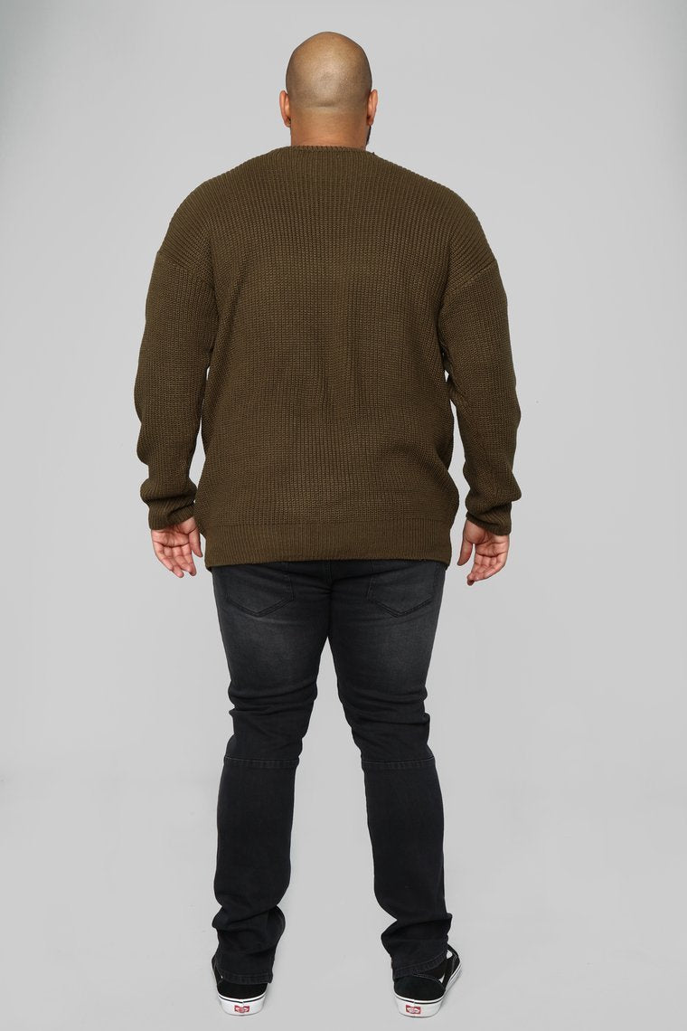 Cole Crew Neck Sweater - Olive - jameswhite001