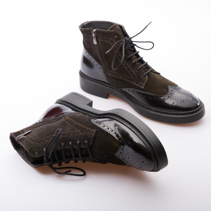 DUSTIN - BROWN - WAXY SUEDE & CALF LACK LEATHER - jameswhite001