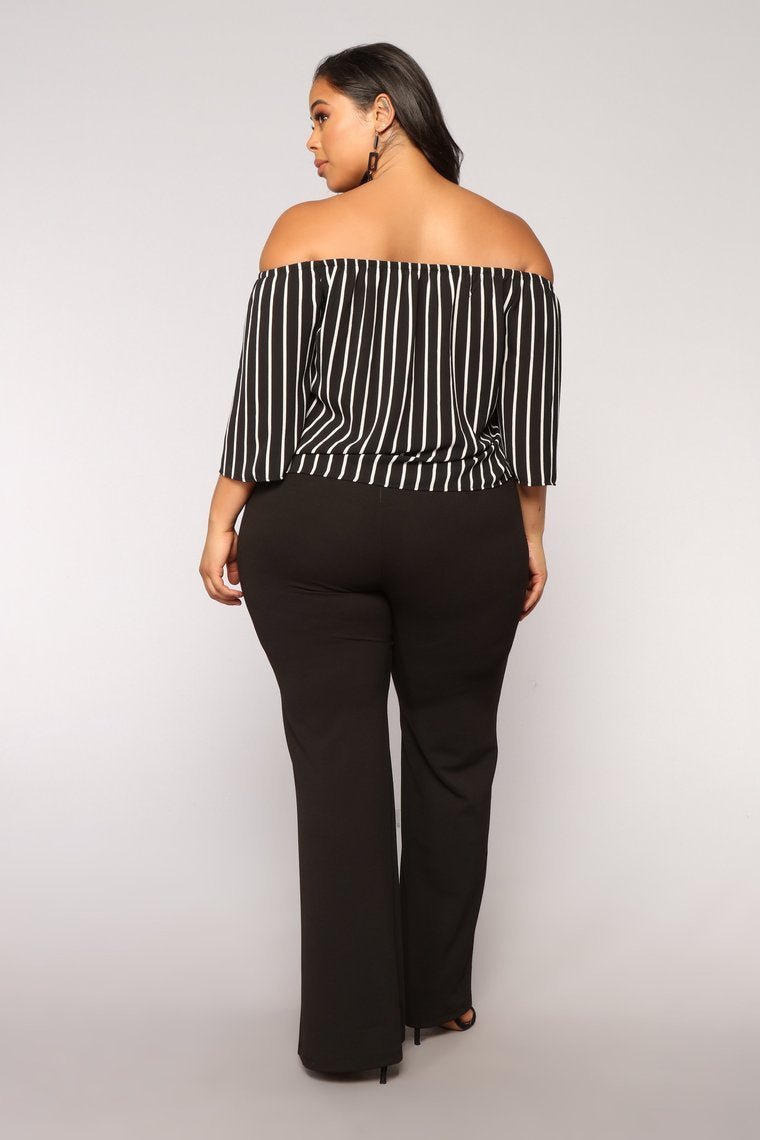 Edyth Off Shoulder Top - Black/White - jameswhite001