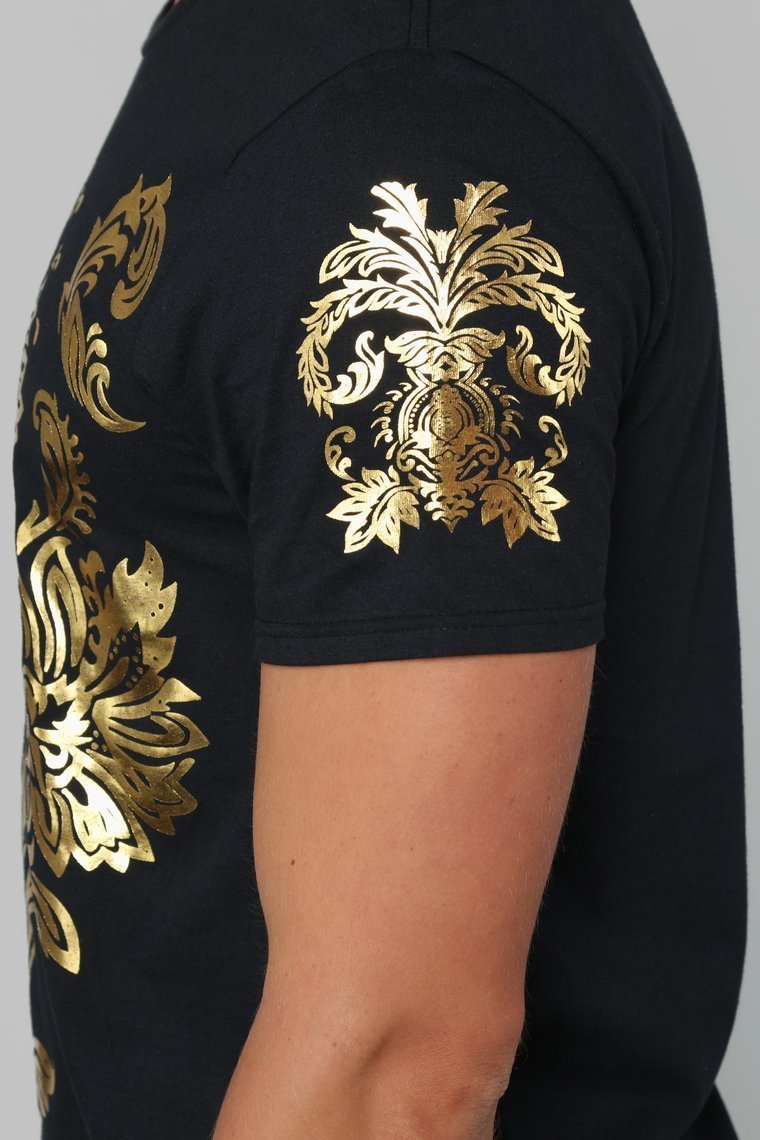 Flemish Floral Tee - Black - jameswhite001