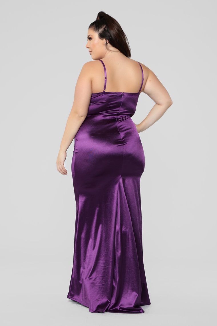 Gala Ready Satin Dress - Purple - jameswhite001