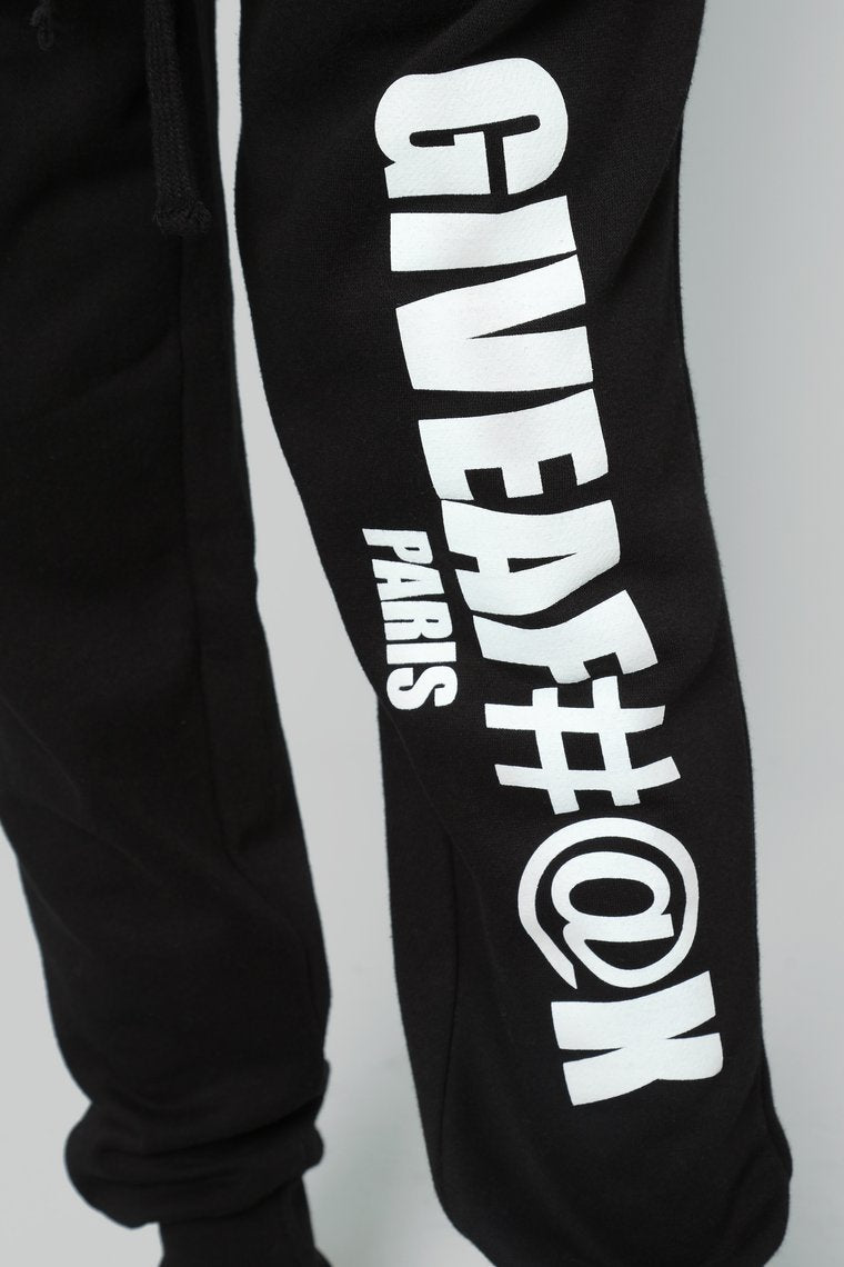 Give A F#@K Jogger - Black/White - jameswhite001