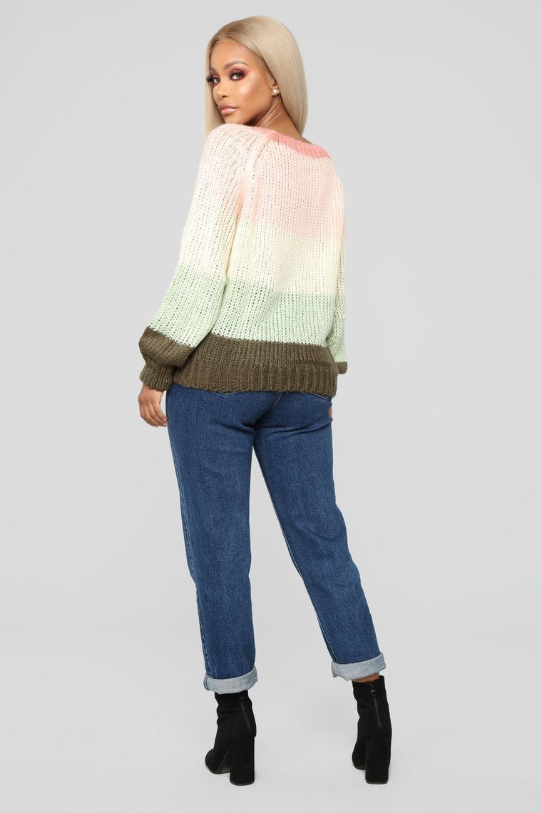 Jazmin Colorblock Sweater - Olive/Combo - jameswhite001