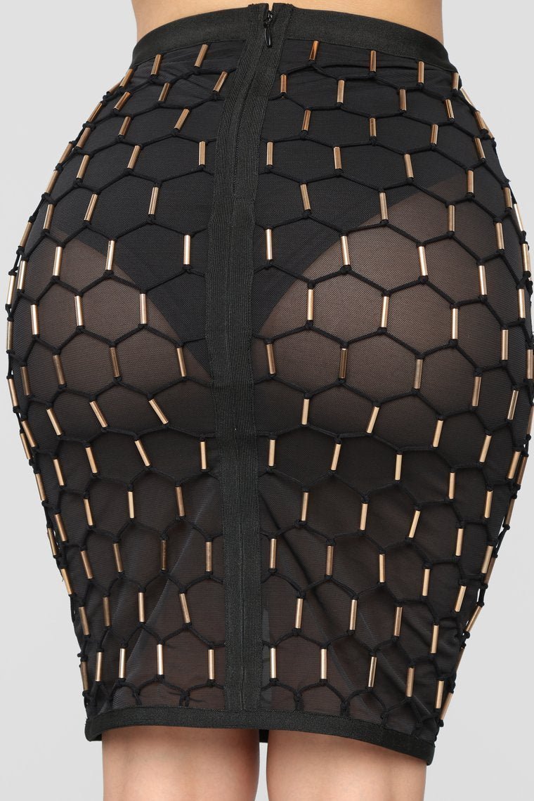 Leaving You Tonight Beaded Skirt - Black - jameswhite001