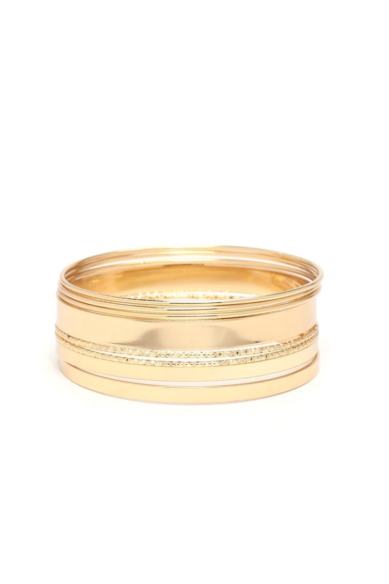 Listening To Metal Bangle Set - Gold - jameswhite001