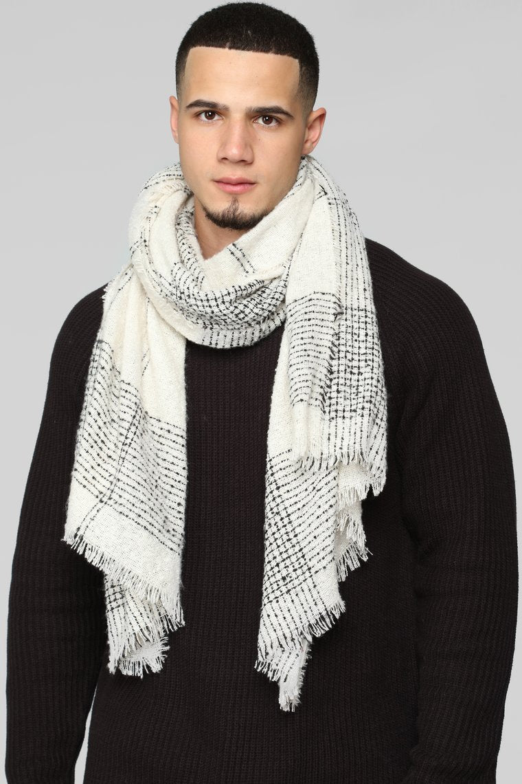Lucas Striped Scarf - Ivory - jameswhite001