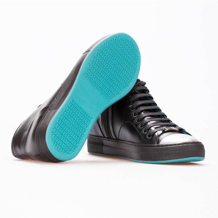 LUCY – LEATHER BLACK & SILVER - jameswhite001