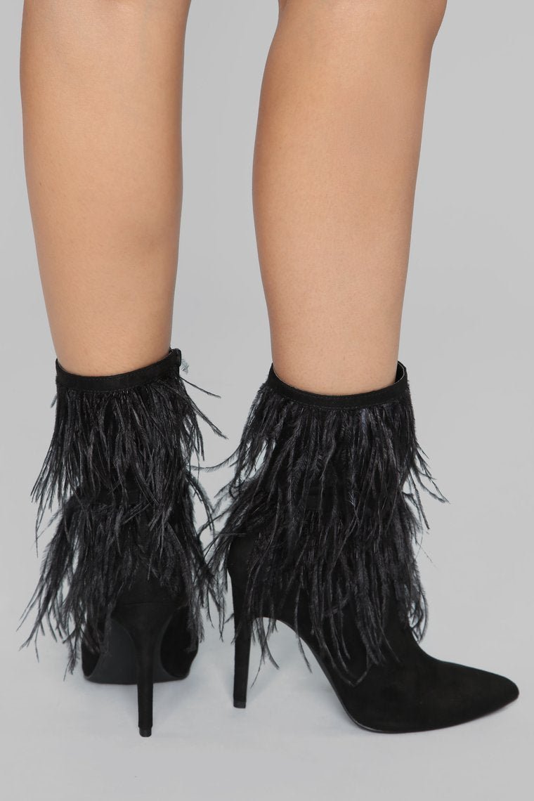 Not Enough Feathers Bootie - Black - jameswhite001