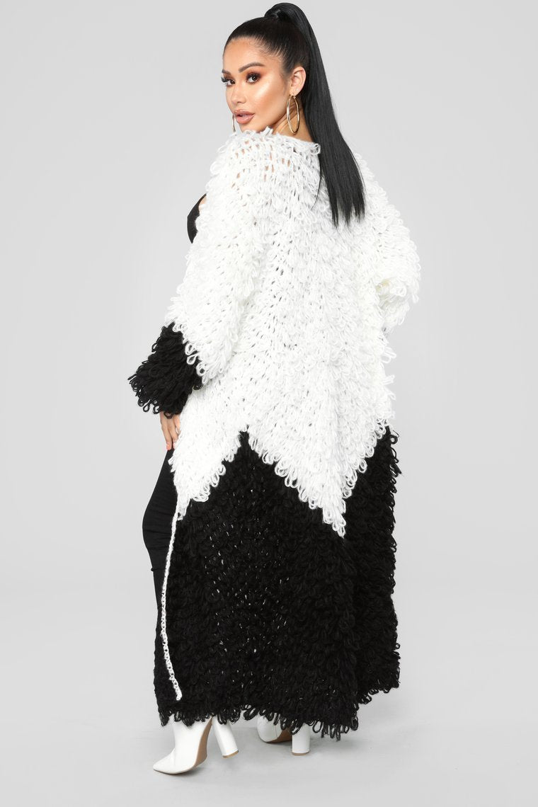Not Into You Anymore Cardigan - Black/White - jameswhite001