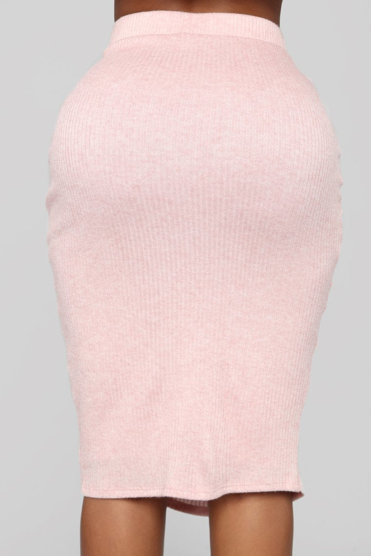 Out In The Cold Sweater Skirt Set - Blush - jameswhite001
