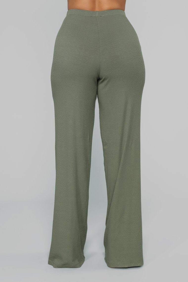 Perfect Feel Ribbed Pants - Olive - jameswhite001