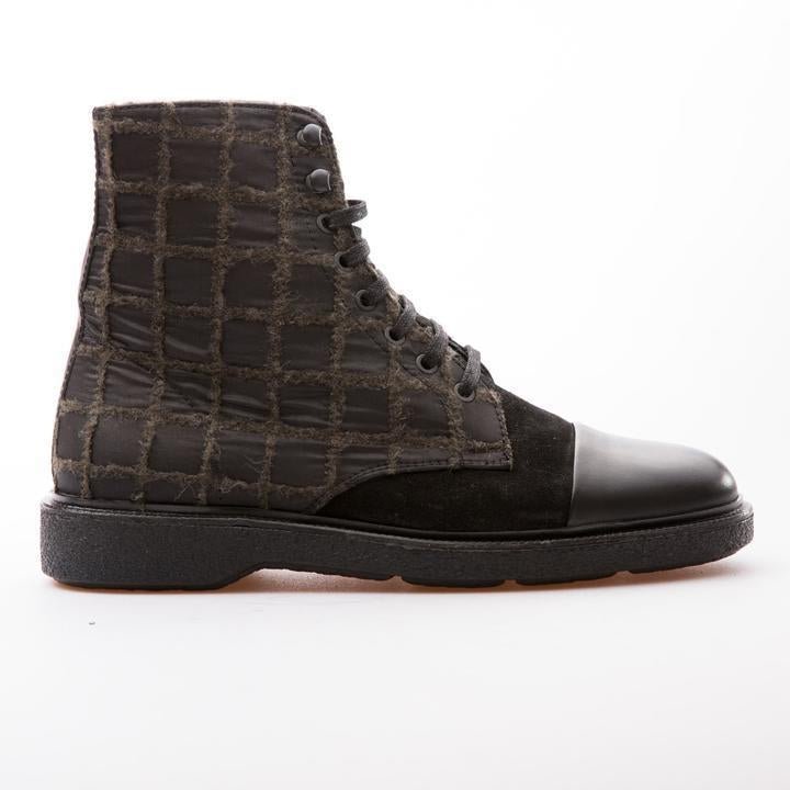 PHILIPPE - BLACK & KHAKI - FABRIC & CALF LEATHER - jameswhite001