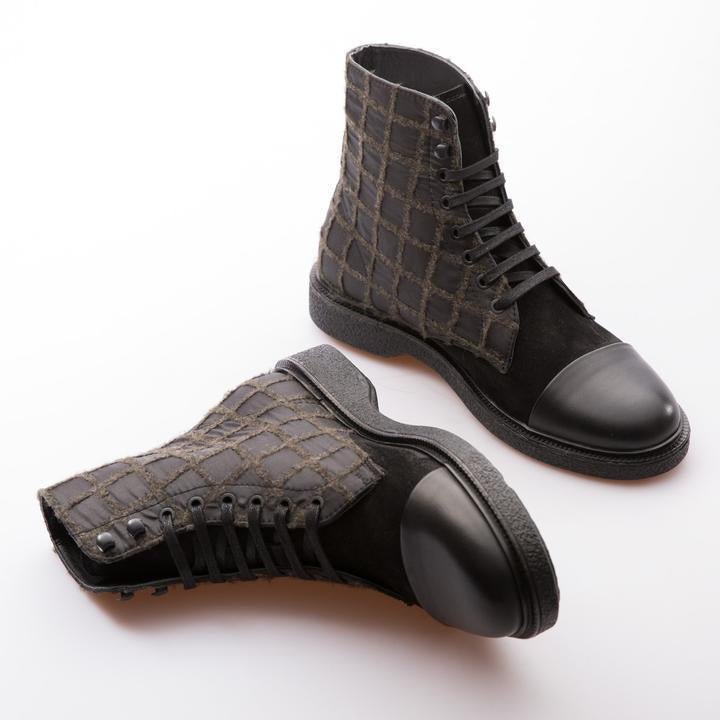 PHILIPPE - BLACK & KHAKI - FABRIC & CALF LEATHER - jameswhite001