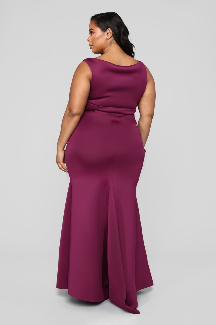 Photo Ready Mermaid Ruffle Maxi Gown - Eggplant - jameswhite001